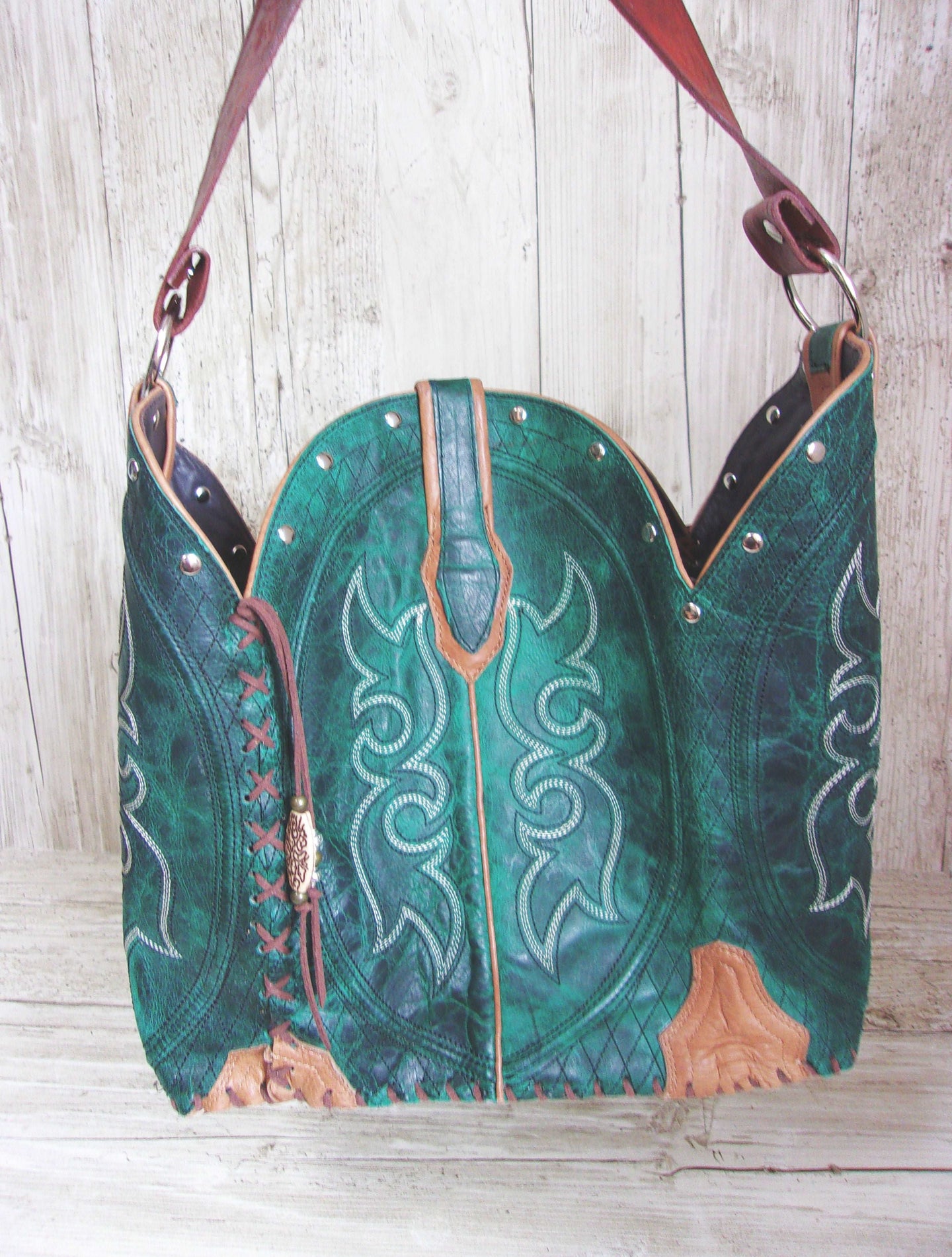 Bucket Bag Cowboy Boot Purse BK91 handcrafted from cowboy boots. Shop all unique leather western handbags, purses and totes at Chris Thompson Bags